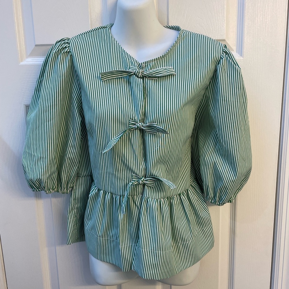 Green Striped Women's Top